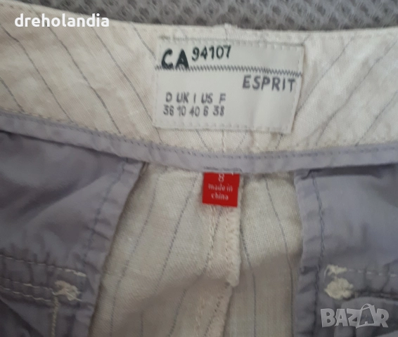 Бежов раиран ленен панталон Esprit – M (S), снимка 4 - Панталони - 51811264