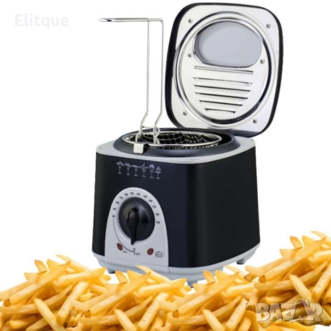 Фритюрник и уред за приготвяне на фондю, 950W 80°-190°С, 1л., 6бр. вилици, Черен, снимка 2 - Фритюрници - 52843055