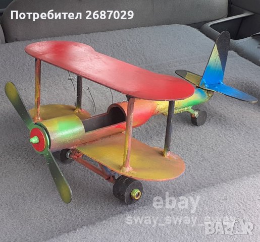  Биплан - Самолет от метал, висящ модел на самолет за красота, снимка 8 - Други - 37534060