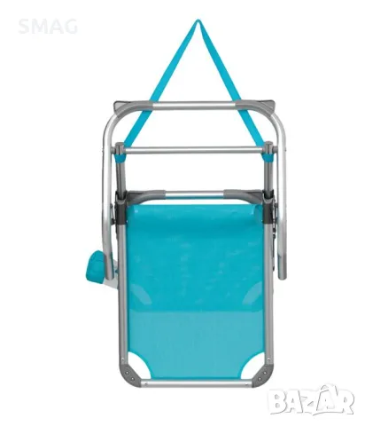 Тюркоазен плажен стол с дръжки 66x55x71cm S_1101809, снимка 4 - Къмпинг мебели - 50045961
