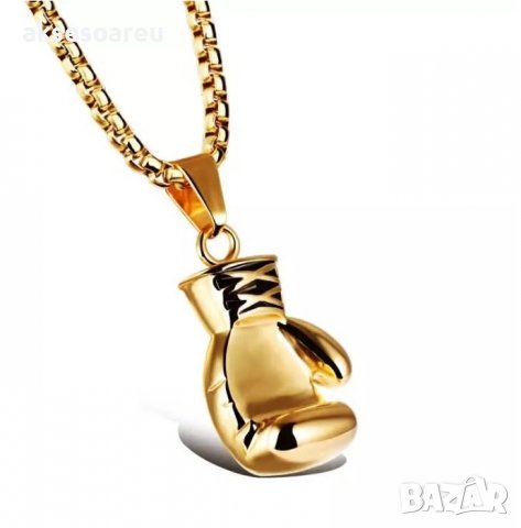 Колие боксова ръкавица верига от неръждаема стомана боксьорска ръкавица за мъже мъжки хип-хоп спортн, снимка 8 - Колиета, медальони, синджири - 38291263