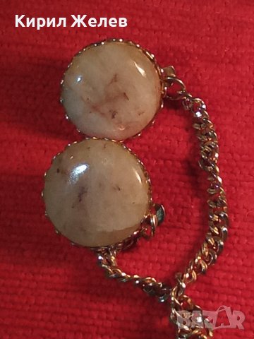 СТАРА ВИНТИДЖ СКЪПОЦЕННА БРОНЗОВА ПОЗЛАТЕНА с МАРКИРОВКИ ЗАКОПЧАКА КЛИПС за ШАЛ ЕЛЕК с ОПАЛ 20169, снимка 3 - Антикварни и старинни предмети - 35996934