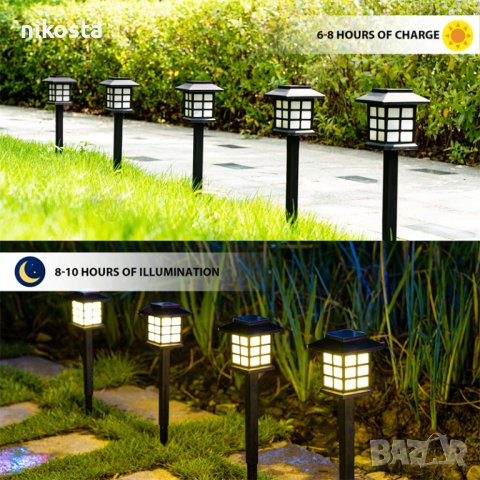 Комплект от 6 броя соларни LED лампи за двор и градина , снимка 3 - Лед осветление - 43508427