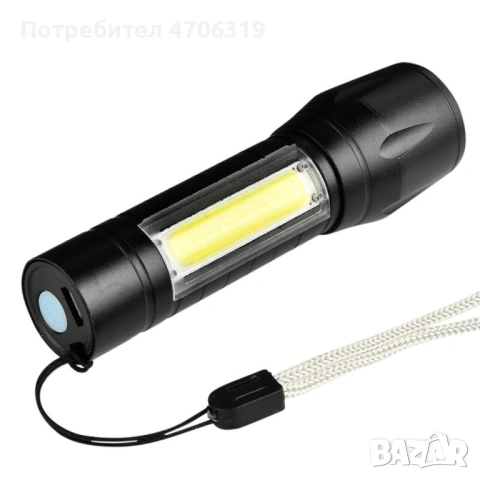 LED Джобен фенер с 3 режима ,презареждаем, с  USB кабел в зелена кутия FL45, снимка 4 - Прожектори - 53086291