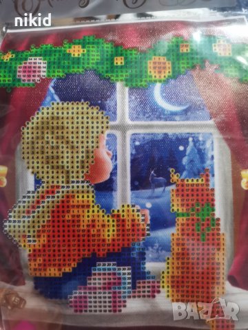 5D Гоблен Коледен момченце с коте диамантен детски картина мозайка за направа схема камъчета, снимка 2 - Гоблени - 38209022