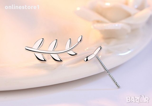 Сребърни Обеци Клонче микс - 925 печат сребро BA206, снимка 6 - Обеци - 28147517