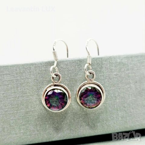 Сребърни обеци с мистичен топаз