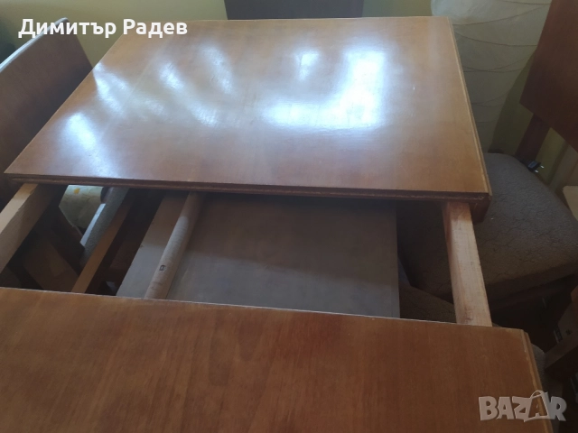 РЕТРО МАСИВНА ХОЛНА РАЗТЕГАТЕЛНА МАСА И СТОЛОВЕ МЕКА МЕБЕЛ 6 БР. ДЪРВЕС. ДЪБ, снимка 9 - Столове - 52552714