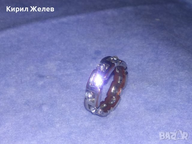 СТАР МЕДЕН ПОСРЕБРЕН ПРЪСТЕН Тип ХАЛКА с ИНКРУСТИРАНИ ФАСЕТИРАНИ ЦИРКОНИ 36995, снимка 7 - Антикварни и старинни предмети - 39722661