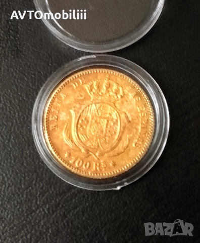 Позлатена испанска монета в капсула, снимка 2 - Нумизматика и бонистика - 52859391