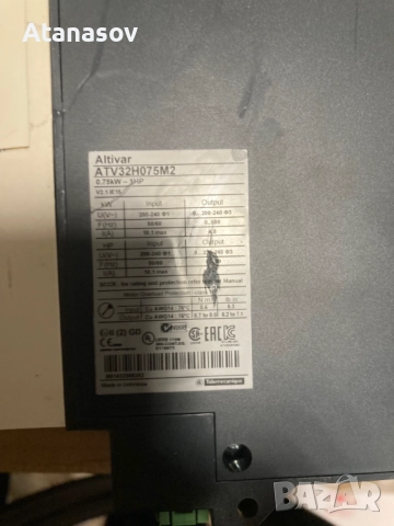 Честотен регулатор(инвертор) Altivar 32 0,75кw 230V AC, снимка 5 - Други машини и части - 52410805