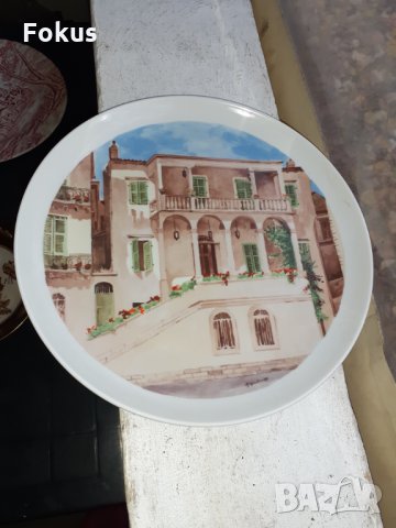 Гръцка порцеланова чиния за стена, снимка 4 - Антикварни и старинни предмети - 34752025