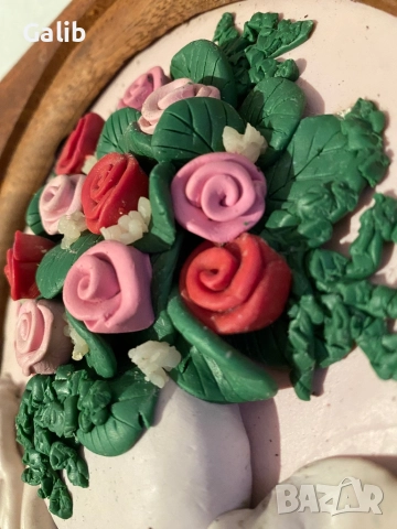 Малка дървена картина изработена от пластелин , снимка 2 - Картини - 52674868