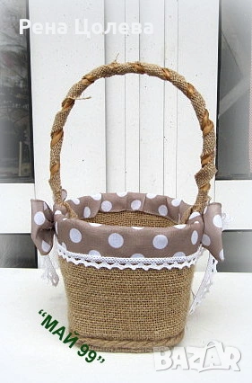 Кошничка в зебло и дантела, снимка 2 - Декорация за дома - 53245542