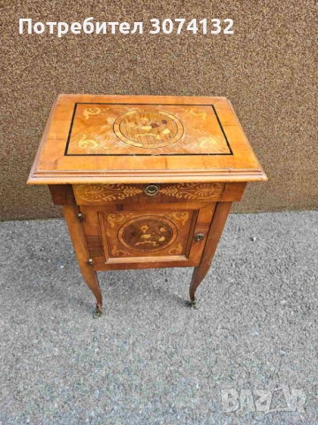 Шкафче с интарзия и обков от месинг, снимка 3 - Шкафове - 52776067