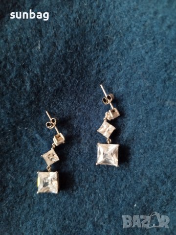 Висящи сребърни обеци с камъни, снимка 2 - Обеци - 43365426