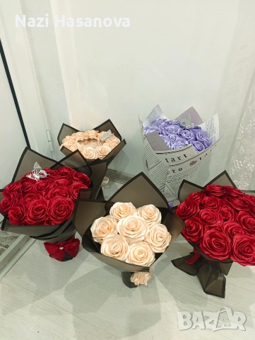 сатенени рози за всеки повод., снимка 2 - Изкуствени цветя - 53338809
