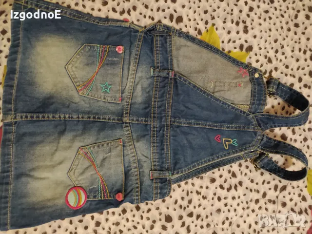 104 Страхотен дънков сукман + подарък чорапогащник , снимка 4 - Детски рокли и поли - 47963516