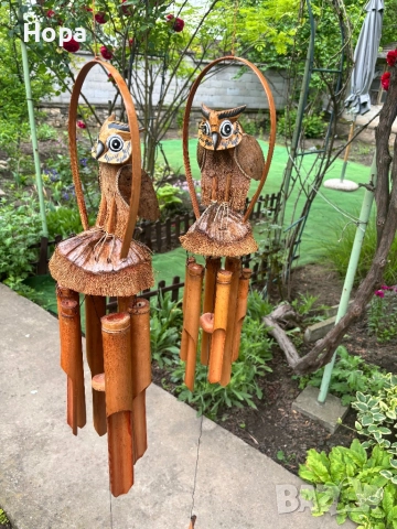 Вятърен звънец от дърво Бухал. 60см. и 80см.