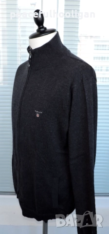 Gant Men`s Cotton Wool Full Zip Long Sleeve Cardigan Size L Dark Grey, снимка 11 - Пуловери - 52322135