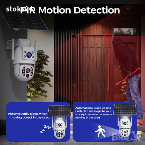 WiFi PTZ IP напълно безжична камера Jooan, захранване от соларен панел, акумулаторна батерия 9Ah, снимка 5 - Други - 52572996