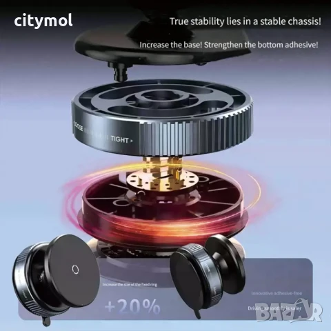 360° регулируема вакуумна магнитна поставка за телефон за кола, магнитна вендуза за телефон, снимка 5 - Аксесоари и консумативи - 50658404