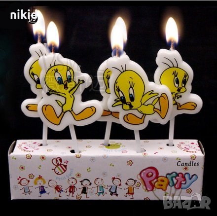 5 бр свещи Туити looney tunes за торта Рожден ден детско парти, снимка 1 - Други - 26657389