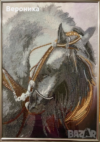 ушит гоблен със чешки мъниста "Грация", снимка 3 - Гоблени - 53040809