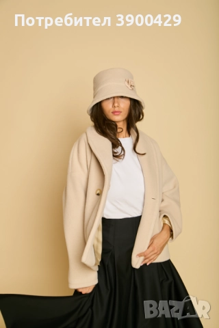 Дамско Вълнено Късо Палто Gabriel coat - Екрю, снимка 4 - Палта, манта - 52183889