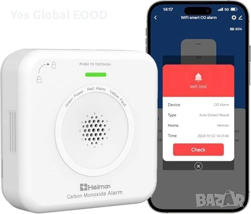 Heiman WS-725ES WiFi CO детектор 10 г. EN50291