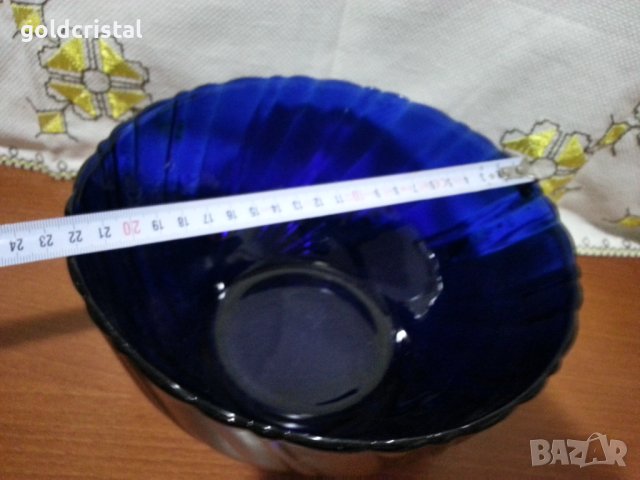 Стъклена купа кобалт , снимка 2 - Антикварни и старинни предмети - 43356471