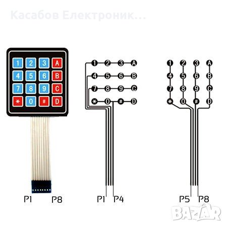 Ултра тънка мембранна клавиатура 4х4 Arduino 16 бутона, снимка 2 - Друга електроника - 43533033