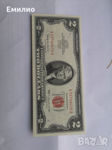 USA $ 2 Dollars Red Seal 1963 НЕЦИРКУЛИРАЛА , снимка 5 - Нумизматика и бонистика - 27441270