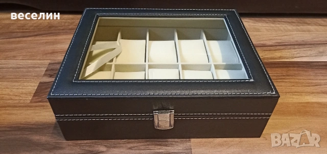 Луксозна кутия за 10 часовника от еко кожа