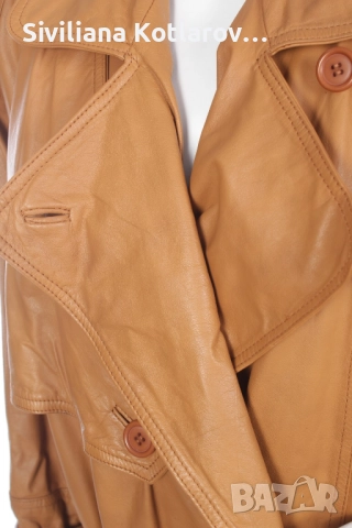 Кожено манто - цвят CAMEL, снимка 4 - Палта, манта - 52508946