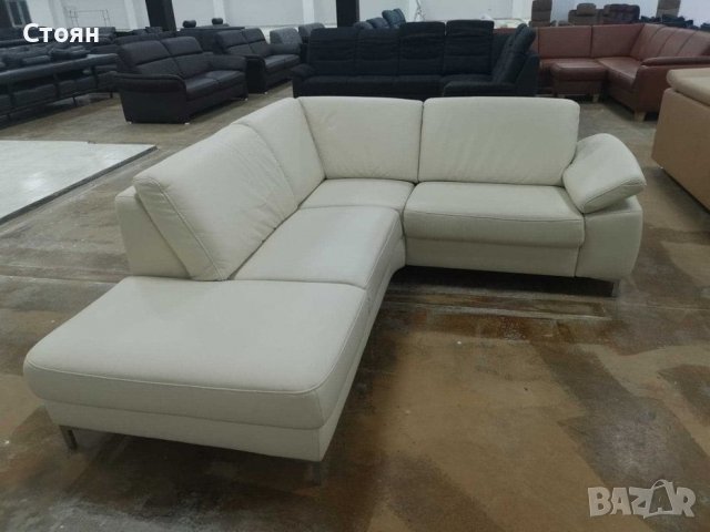 Светло кремав ъглов диван "HUKLA Entry" - естествена кожа, снимка 6 - Дивани и мека мебел - 39329860