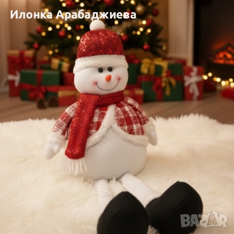 Декоративен коледен снежен човек с дълги крака – 80 см, снимка 4 - Декорация за дома - 52091969