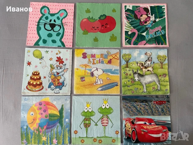 Колекция от 50 броя салфетки с детски мотиви, снимка 4 - Други ценни предмети - 50734817