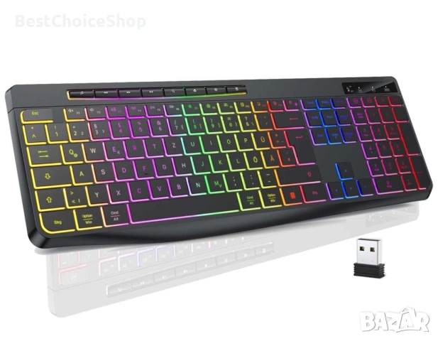 TECURS WK007 Wireless Keyboard – Безжична клавиатура с подсветка, водоустойчива, снимка 6 - Клавиатури и мишки - 53388903