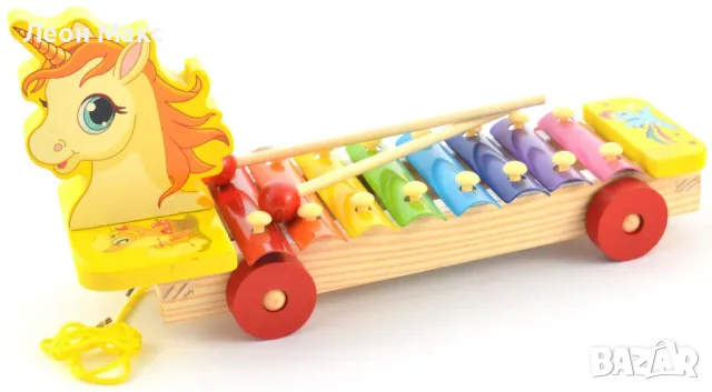 Дървен Ксилофон с въже за дърпане 2в1, снимка 2 - Музикални играчки - 48254955