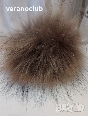 Прошарен Помпон Естествен косъм за шапка, снимка 7 - Шапки - 44132872