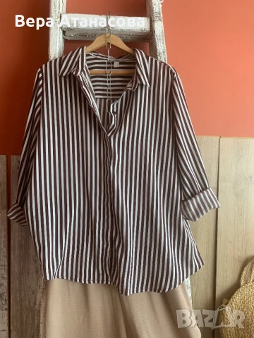 🤎🤍🤎 Oversized риза на райета H&M👟