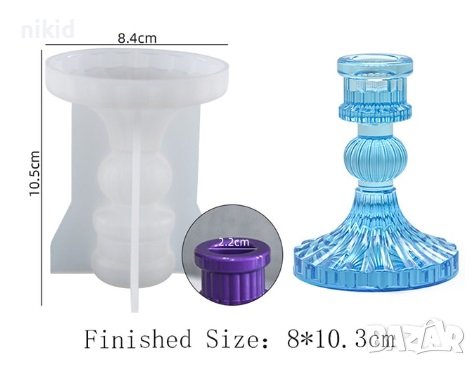 3D Nordik висок свещник поставка стойка за свещ свещи силиконов молд форма калъп смола декор, снимка 2 - Форми - 38159589