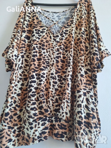 СТРАХОТНА ЛЕОПАРДОВА ТУНИКА 4XL-6XL, снимка 5 - Туники - 51637536