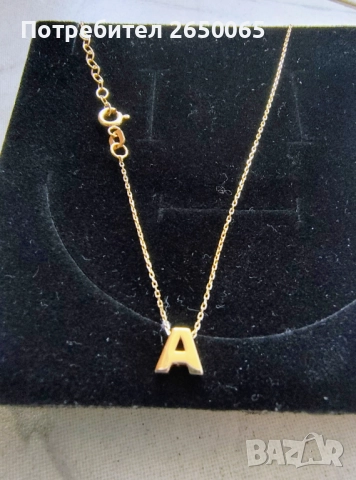 Ново нежно златно синджирче с буква А - 14к.злато, проба 585/ 1,80гр., снимка 4 - Колиета, медальони, синджири - 51535743