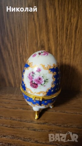 Красиво порцеланова яйце, кутия началото на 20в, снимка 2 - Антикварни и старинни предмети - 43800650