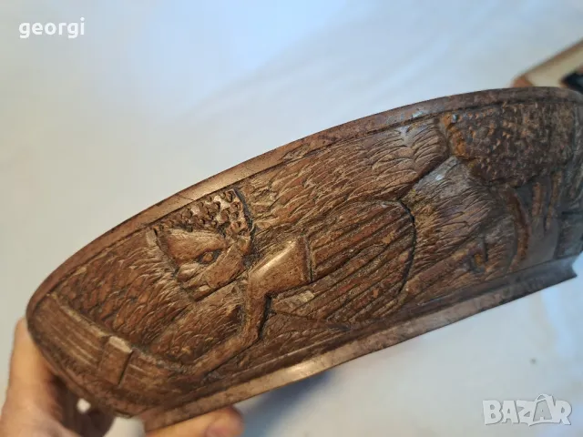 африканска дърворезбована чиния масив   18/2, снимка 5 - Декорация за дома - 49004951