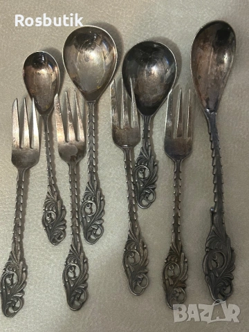 Антикварен посребрен лот от прибори , снимка 5 - Антикварни и старинни предмети - 53429570