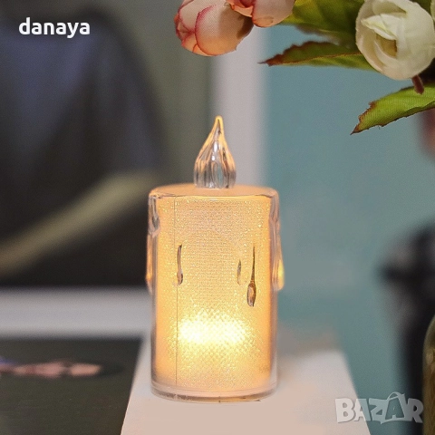 6230 Мини електронна свещ с топла Led светлина, 8 см