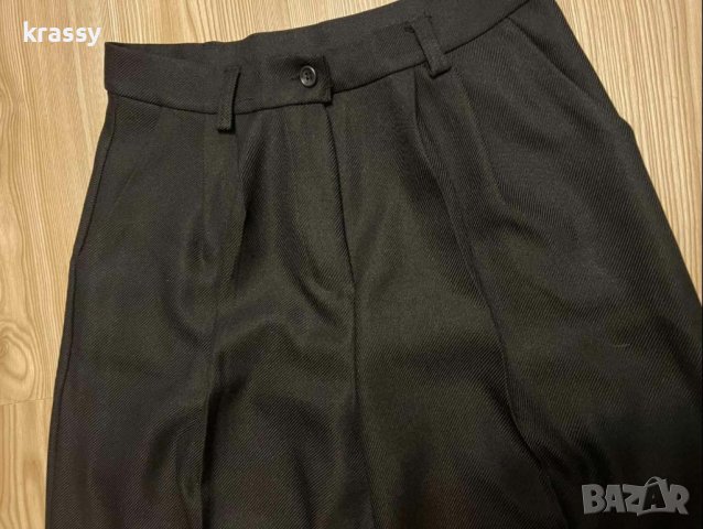 НОВ прав дамски панталон с широки крачоли в сиво и черно  (размер М), снимка 3 - Други - 43448407